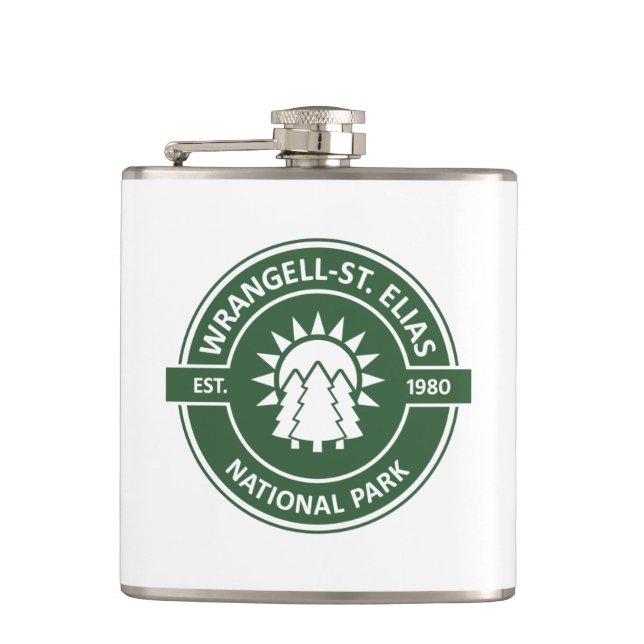 Wrangell–St. Elias National Park Sun Trees Hip Flask (Front)