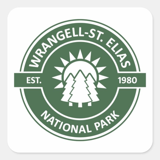Wrangell–St. Elias National Park Sun Trees Square Sticker (Front)