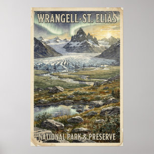 Wrangell-St. Elias Vintage Travel Poster