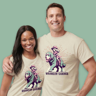Wranglin' Canines Funny Cowgirl for Dog Lovers T-Shirt