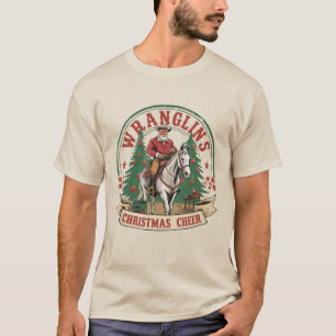 Wrangling Christmas Cheer Cowboy Santa Horse Ride T-Shirt
