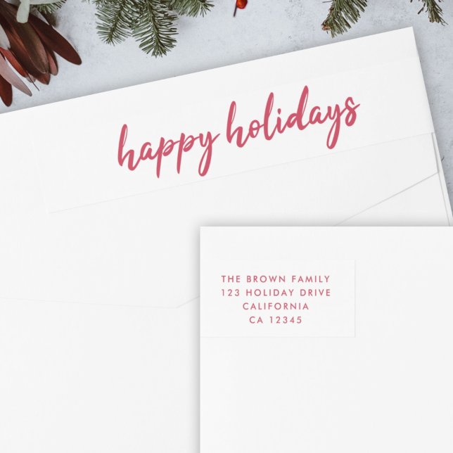 Wrap Around Envelope Label | Happy Holidays (Modern Happy Holidays wrap around label by Guava for elegant holiday mail, cards & envelopes )