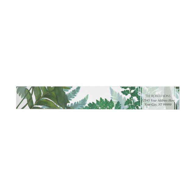 Wrap Around | Fern Forest Foliage Leaves Wedding Label (Individual)