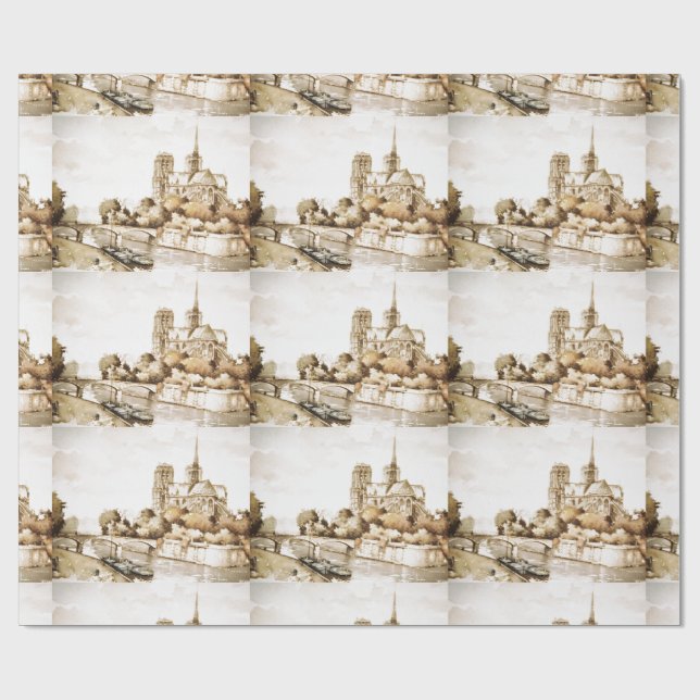 Wrap paper with 'Notre Dame Cathedral' image (Flat)