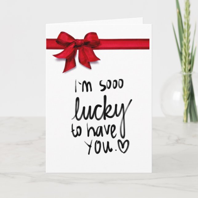 WRAP RED RIBBON AROUND YOU AT CHRISTMAS WITH LOVE HOLIDAY CARD (Front)