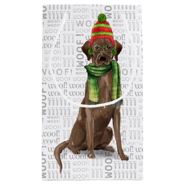 Wrap Up a Chocolate Lab Funny Christmas Small Gift Bag (Back)