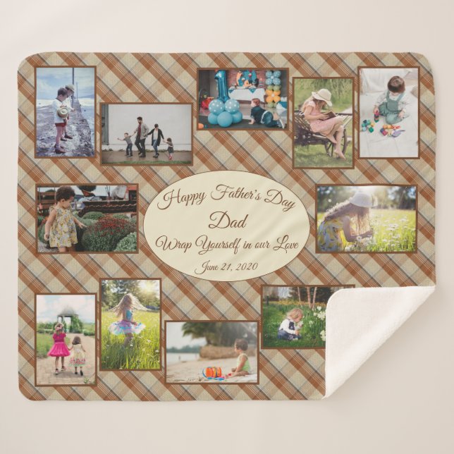 Wrap Yourself in our Love Fathers Day Photo Collag Sherpa Blanket (Front (Horizontal))