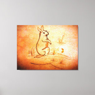 Wraped Canvas : rabbit in desert for animal lovers Print