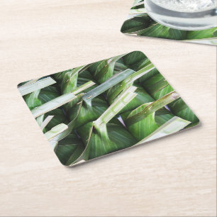 Wrapped Banana Leaf Packets Square Paper Coaster