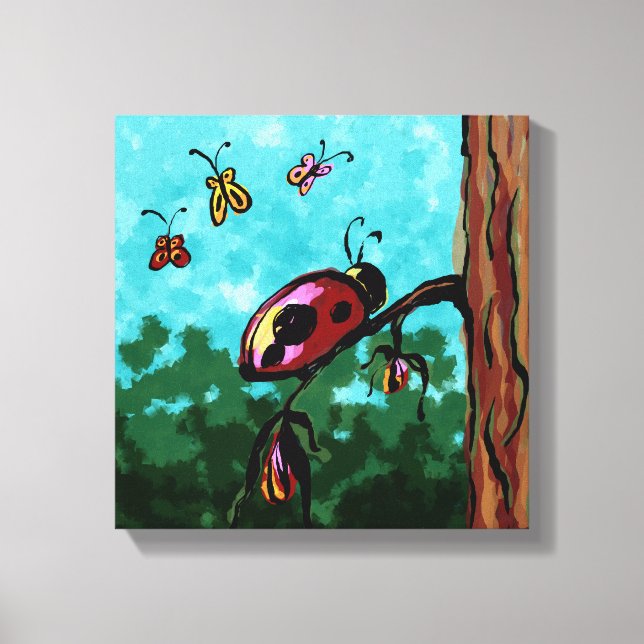 Wrapped Canvas, Ladybug on a Branch Canvas Print (Front)