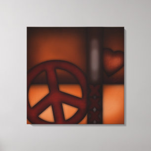 Wrapped Canvas Print, Abstract Rust Coloured Peace