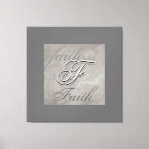 wrapped canvas text Faith on distressed grey