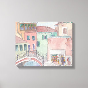 Wrapped Canvas "Watercolor Sketch/Venice Italy