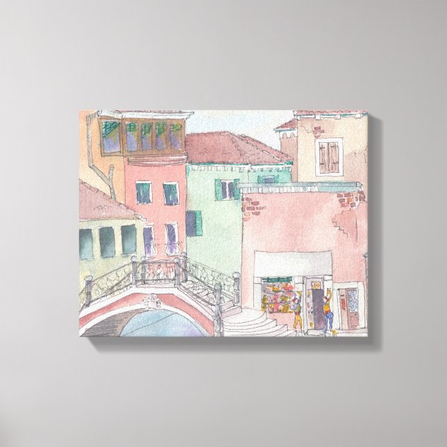 Wrapped Canvas "Watercolor Sketch/Venice Italy (Front)
