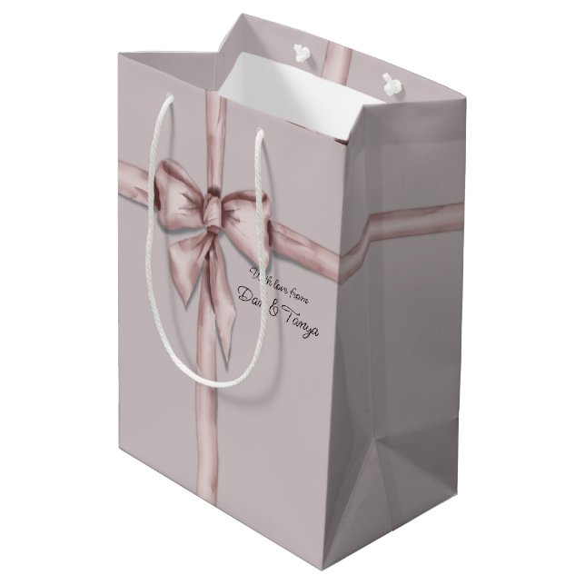 Wrapped in a pink bow medium gift bag (Back Angled)