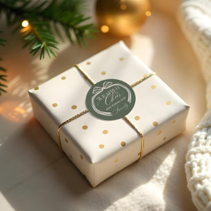 Wrapped In Cheer Elegant Polka Dot Christmas Bow Classic Round Sticker