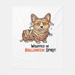 Wrapped in Halloween Spirit � Mummy Corgi with Spi Fleece Blanket