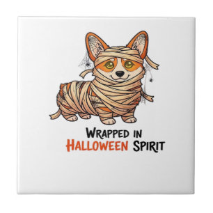 Wrapped in Halloween Spirit � Mummy Corgi with Spi Tile