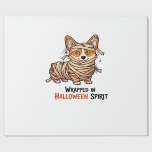 Wrapped in Halloween Spirit � Mummy Corgi with Spi Wrapping Paper