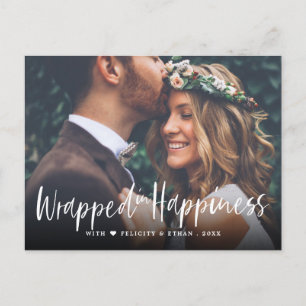 Wrapped In Happiness Mr & Mrs Christmas Photo Holiday Postcard