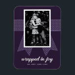 Wrapped in Joy Photo Magnet<br><div class="desc">This holiday photo magnet featuring a vertical photo and the phrase "wrapped in joy" is sure to delight someone special this holiday season.Part of a collection from parcel studios.</div>