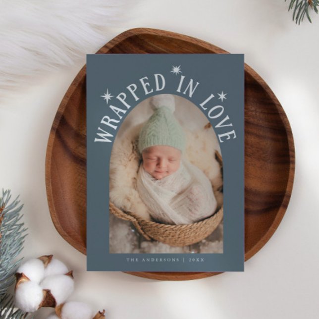 Wrapped In Love Slate Photo Birth  Announcement (Creator Uploaded)