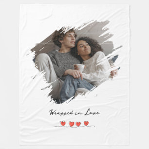 Wrapped in Love Valentine's Day Photo Personalized Fleece Blanket