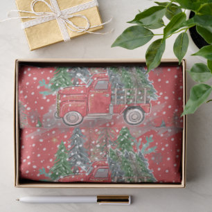 Wrapped in Red Christmas Truck Tissue Paper