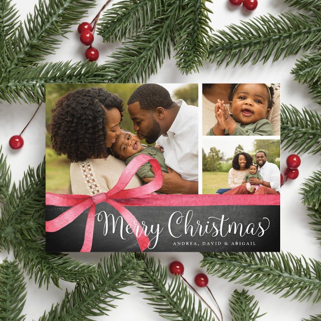 Wrapped in Red | Holiday Photo Collage Card (Creator Uploaded)