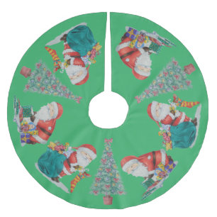 wrapped presants with traditional father christmas brushed polyester tree skirt