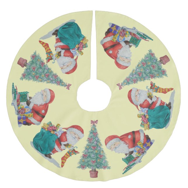 wrapped presants with traditional father christmas brushed polyester tree skirt (Front)