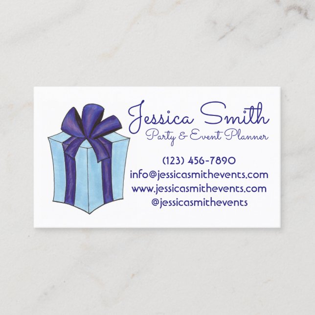 Wrapped Present Gift Party Event Planner Planning Business Card (Front)