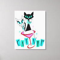 Wrapped Stretched Retro Atomic Cat CatNip