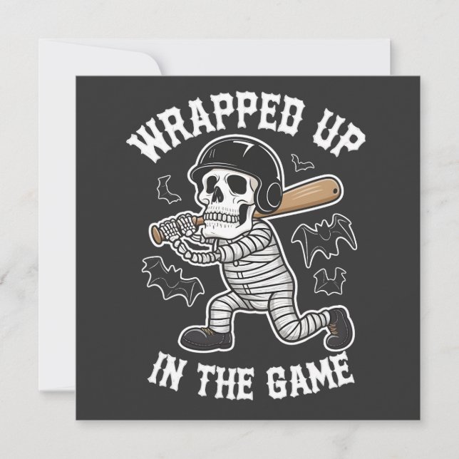 Wrapped up In the Game baseball Halloween  Invitation (Front)
