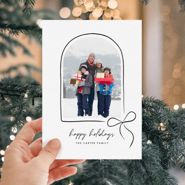 Wrapped With Love Black Bow Arch Happy Holidays Holiday Card (Wrapped With Love Black Bow Arch Happy Holidays Holiday Card)