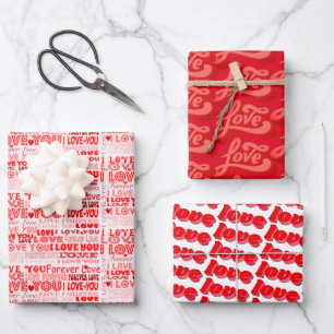 Wrapped with love red love typography calligraphy  wrapping paper sheet