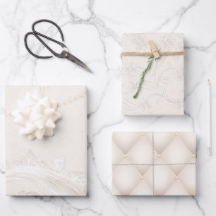 Wrapping (3 patterns) - Ivory Pearl Wrapping Paper Sheet