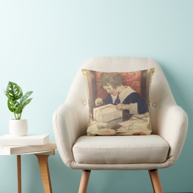 Wrapping Christmas Presents, Jessie Willcox Smith Cushion (Chair)