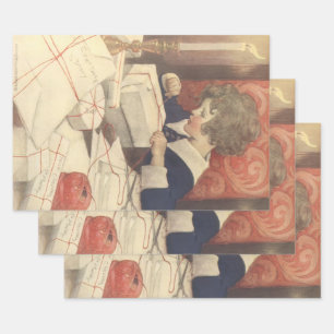 Wrapping Christmas Presents, Jessie Willcox Smith Wrapping Paper Sheet