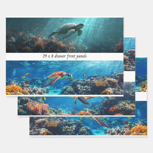 Wrapping Decoupage 3 Coastal Sea Turtles Paper  (Set)