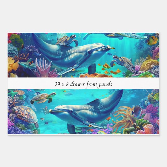 Wrapping Decoupage 3 Sea World Dolphin Drawer  Paper Sheet (Front 2)