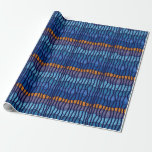 Wrapping Paper<br><div class="desc">Digital art repeating pattern of gold and various shades of blue abstract lines and stripes,  styled for Hanukkah season.</div>