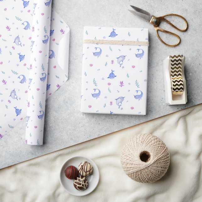Wrapping Paper 76,2cm x 1,8m - Ocean Life Narwhal (Crafts)