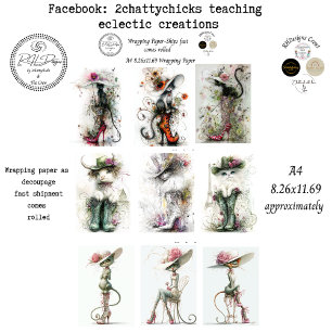 Wrapping Paper 9 A4 Designs Whimsical Cats Deco