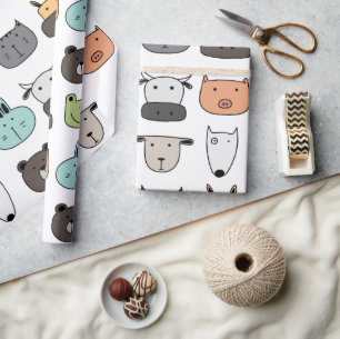 Wrapping Paper - Animal Faces