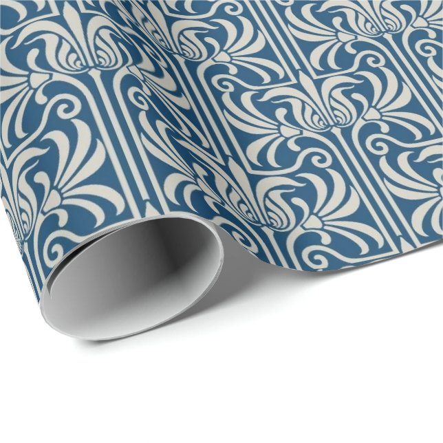 Wrapping Paper - Art Nouveau Blue Vintage (Roll Corner)