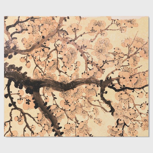 WRAPPING PAPER ASIAN CHERRY BLOSSOMS DESIGN  (Flat)
