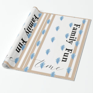Wrapping Paper Beige & White Stripe Family Fun