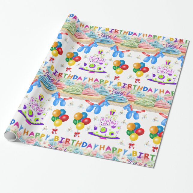 Wrapping Paper Birthday July, 1 (Unrolled)
