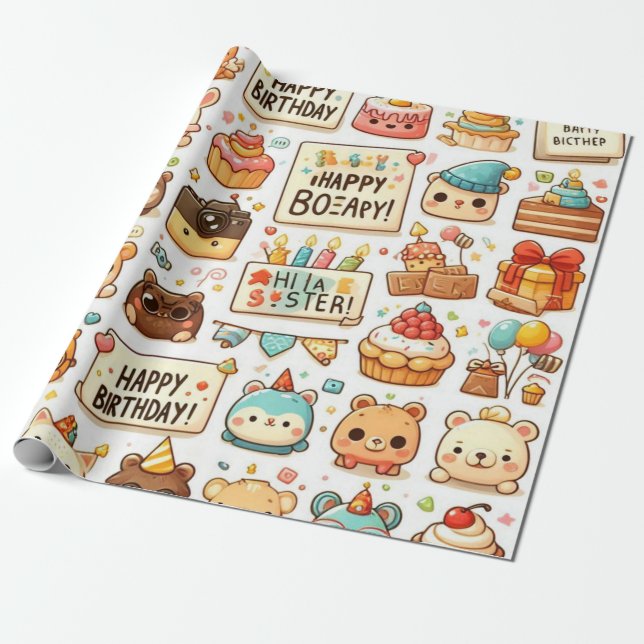 Wrapping Paper Birthday Theme  (Unrolled)
